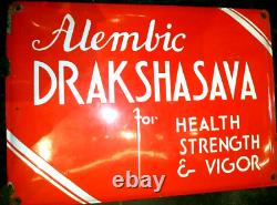 Vintage Porcelain Sign Alembic Drakshasava Health Strenth Vegor Tonic Rare 1940