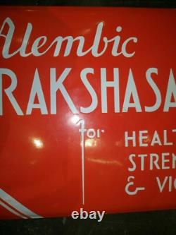 Vintage Porcelain Sign Alembic Drakshasava Health Strenth Vegor Tonic Rare 1940