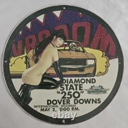 Vintage Porcelain Sign Diamond State 250 Dover Downs Racing Memorabilia