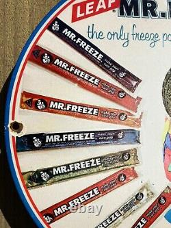 Vintage Porcelain Sign Mr Freeze Pop Oil Old Gas Station Treat Woman Garage 12