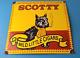 Vintage Porcelain Sign Scotty Tobacco Cigar Pipe General Store Dog Gas Sign