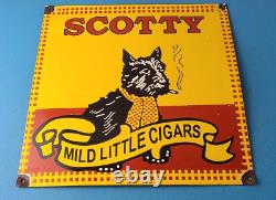 Vintage Porcelain Sign Scotty Tobacco Cigar Pipe General Store Dog Gas Sign