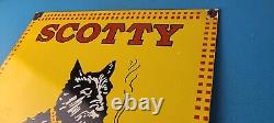Vintage Porcelain Sign Scotty Tobacco Cigar Pipe General Store Dog Gas Sign