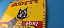 Vintage Porcelain Sign Scotty Tobacco Cigar Pipe General Store Dog Gas Sign