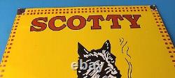 Vintage Porcelain Sign Scotty Tobacco Cigar Pipe General Store Dog Gas Sign