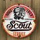 Vintage Porcelain Sign Scout Motor Company Service Dealership Garage 9 Gas Oil