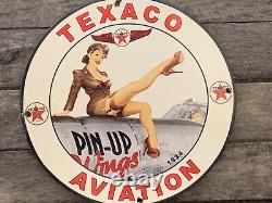Vintage Porcelain Texaco Aviation Gas And Oil Sign