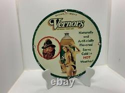 Vintage Porcelain Vernors Gas And Oil Sign