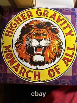 Vintage Porceline Sign Gilmore Oil Co. 12 Round