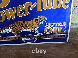 Vintage Power Lube Motor Oil Porcelain Gas Station Pump Sign! 12 X 8