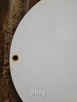 Vintage Power Lube Porcelain Sign 1949 Powerline Tiger Gas Oil Claifornia Lube