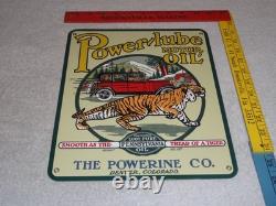 Vintage Power-lube Motor Oil Tiger 12 Porcelain Metal Gasoline Sign Powerine Co