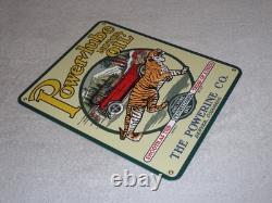 Vintage Power-lube Motor Oil Tiger 12 Porcelain Metal Gasoline Sign Powerine Co