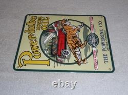 Vintage Power-lube Motor Oil Tiger 12 Porcelain Metal Gasoline Sign Powerine Co