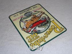 Vintage Power-lube Motor Oil Tiger 12 Porcelain Metal Gasoline Sign Powerine Co