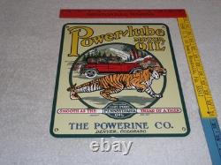 Vintage Power-lube Motor Oil Tiger 12 Porcelain Metal Gasoline Sign Powerine Co