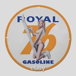 Vintage Poyal Gasoline 1980 Oil Porcelain Gas Pump Sign