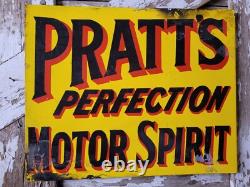 Vintage Pratt Porcelain Sign Old Flange Truck Car Auto Motor Oil Service 24