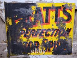 Vintage Pratt Porcelain Sign Old Flange Truck Car Auto Motor Oil Service 24