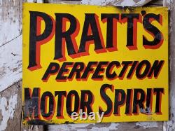 Vintage Pratt Porcelain Sign Old Flange Truck Car Auto Motor Oil Service 24