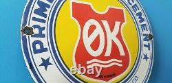 Vintage Prime Portland Cement Porcelain Denmark General Store Gas Service Sign
