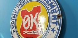 Vintage Prime Portland Cement Porcelain Denmark General Store Gas Service Sign