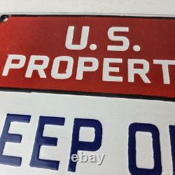 Vintage Private Property Sign USA Gas Service Station Pump Porcelain Sign