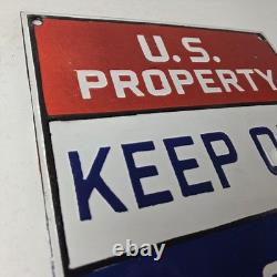 Vintage Private Property Sign USA Gas Service Station Pump Porcelain Sign