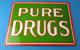 Vintage Pure Drugs Sign Porcelain General Store Country Gas Oil Pump Sign