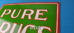 Vintage Pure Drugs Sign Porcelain General Store Country Gas Oil Pump Sign