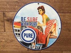 Vintage Pure Gasoline & Oil Porcelain Sign 12 Gas & Oil Sign Gas Station Sign