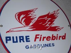 Vintage Pure Oil Firebird 11 3/4 Porcelain Metal Gasoline Service Station Sign