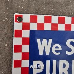 Vintage Purina Chows Sell Old Us Gasoline Oil Gas Pump Enamel Porcelain Sign