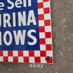 Vintage Purina Chows Sell Old Us Gasoline Oil Gas Pump Enamel Porcelain Sign