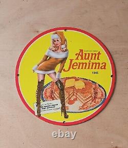 Vintage Quaker Oats Company Porcelain Pinup Girl Gas Oil Mancave Plate Sign