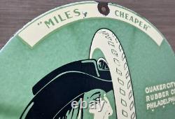 Vintage Quaker Tires Porcelain Sign Gasoline Service Station Pump Plate