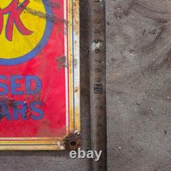 Vintage Quality Ok Used Cars Old Us Gasoline Oil Gas Pump Enamel Porcelain Sign