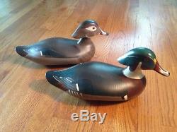 Vintage R. Madison Mitchell Decorative Decoy Wood Ducks Signed 1977