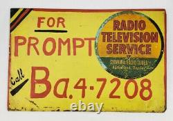 Vintage Radio Television Service Sylvania Tubes Dealer Advertising Sign Masonite