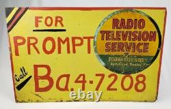 Vintage Radio Television Service Sylvania Tubes Dealer Advertising Sign Masonite