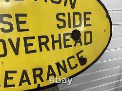 Vintage Railroad Station Oval Porcelain Metal Sign Caution Close Clearance