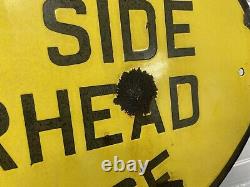 Vintage Railroad Station Oval Porcelain Metal Sign Caution Close Clearance