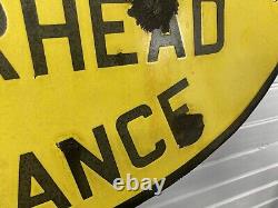 Vintage Railroad Station Oval Porcelain Metal Sign Caution Close Clearance