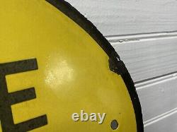 Vintage Railroad Station Oval Porcelain Metal Sign Caution Close Clearance