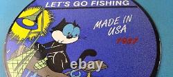 Vintage Rapala Fishing Lures Ad Sign Felix the Cat Porcelain Gas Pump Sign