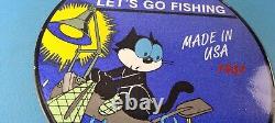 Vintage Rapala Fishing Lures Ad Sign Felix the Cat Porcelain Gas Pump Sign