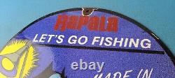 Vintage Rapala Fishing Lures Ad Sign Felix the Cat Porcelain Gas Pump Sign