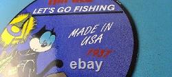 Vintage Rapala Fishing Lures Ad Sign Felix the Cat Porcelain Gas Pump Sign