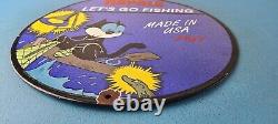 Vintage Rapala Fishing Lures Ad Sign Felix the Cat Porcelain Gas Pump Sign