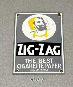 Vintage Rare 14 Zig Zag Cigarette Porcelain Sign Car Gas Truck Gasoline